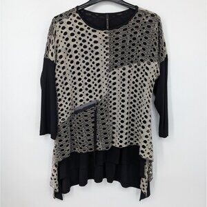 IC By Connie K Tunic Women Size XL Textured Knit Layered Asymmetrical Lagen USA